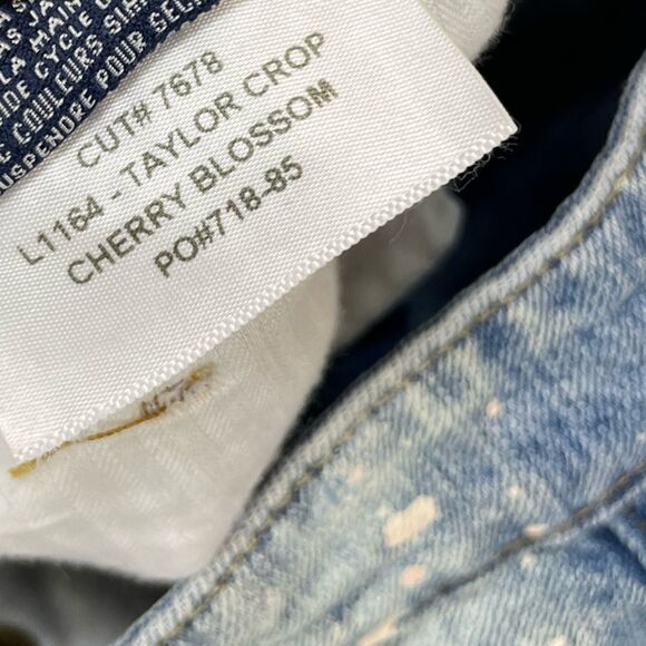 Fidelity Cherry Blossom Straight Cropped Denim Jeans Women Size 25 Blue - Picture 9 of 13